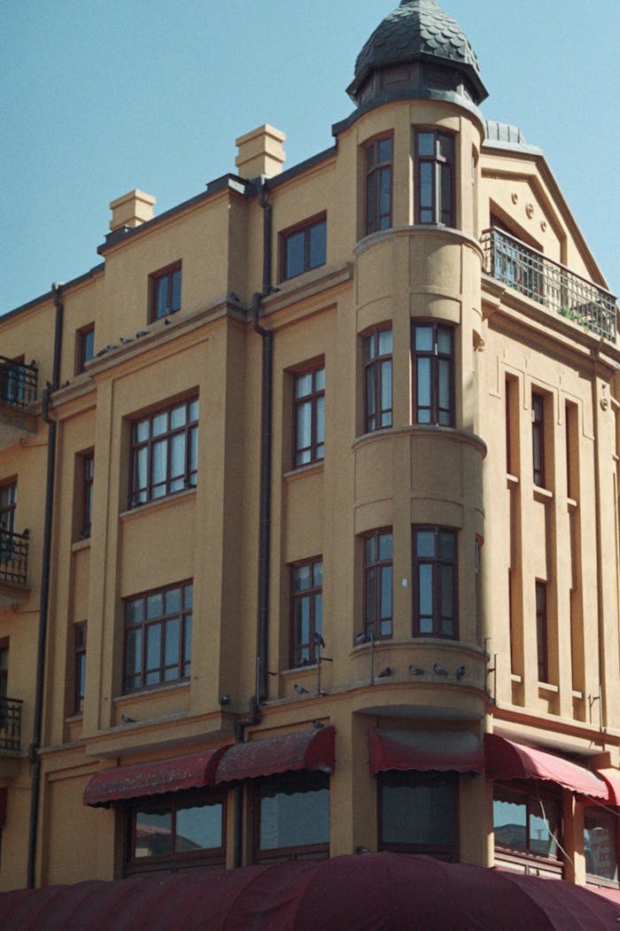 A detailed view of a classic architectural building facade in Turkey.